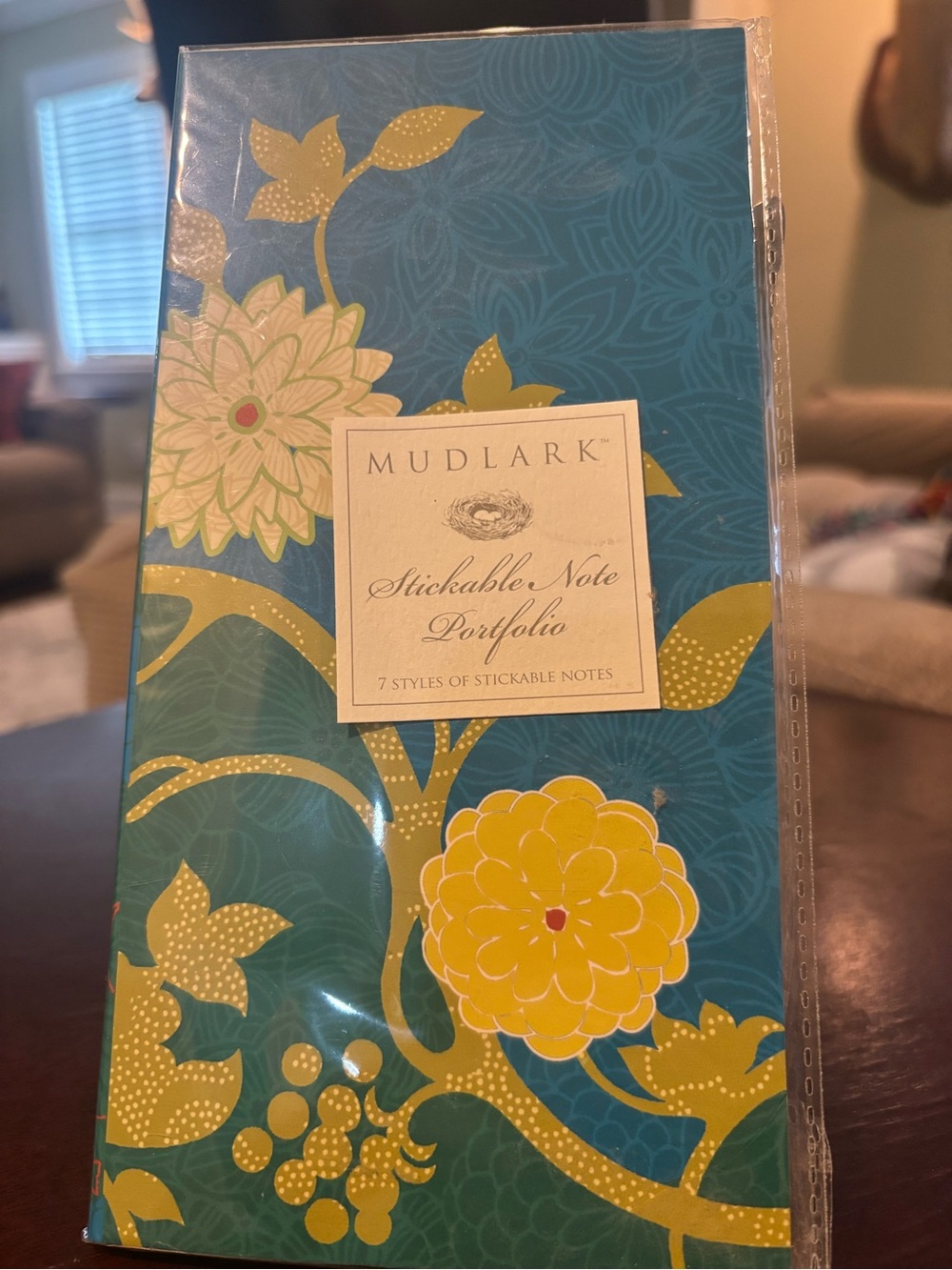 Mudlark Stickable Note Portfolio - Teal & Yellow Floral
